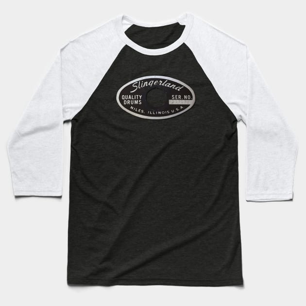 Slingerland Retro Drum Badge Baseball T-Shirt by karutees